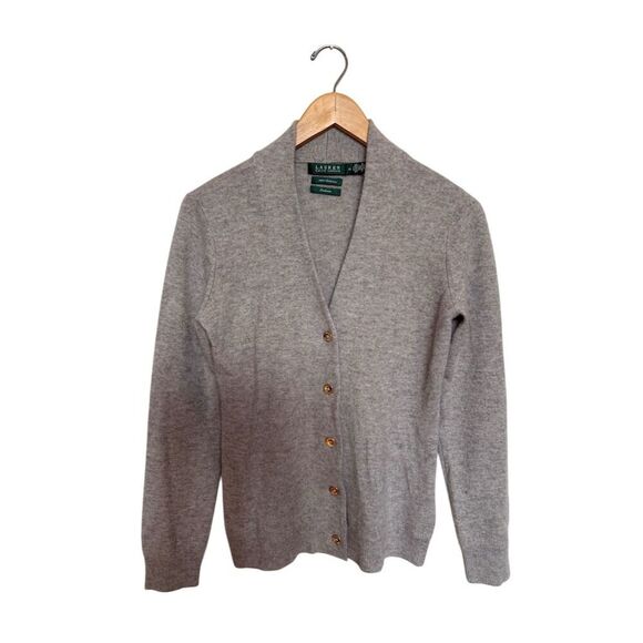 Lauren Ralph Lauren Sweaters - Lauren Ralph Lauren Women's Gray Cashmere Cardigan Sweater Size XS Gold Buttons